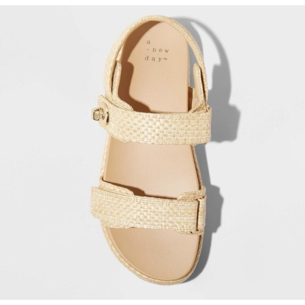 Womens Raffia Platform Sandals Boho Woven Strap Summer Casual Chic Comfort 7.5 - Picture 3 of 4